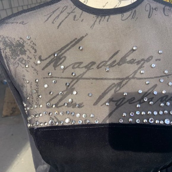 BLACK TADASHI COCKTAIL DRESS with mesh sleeves - Picture 7 of 8